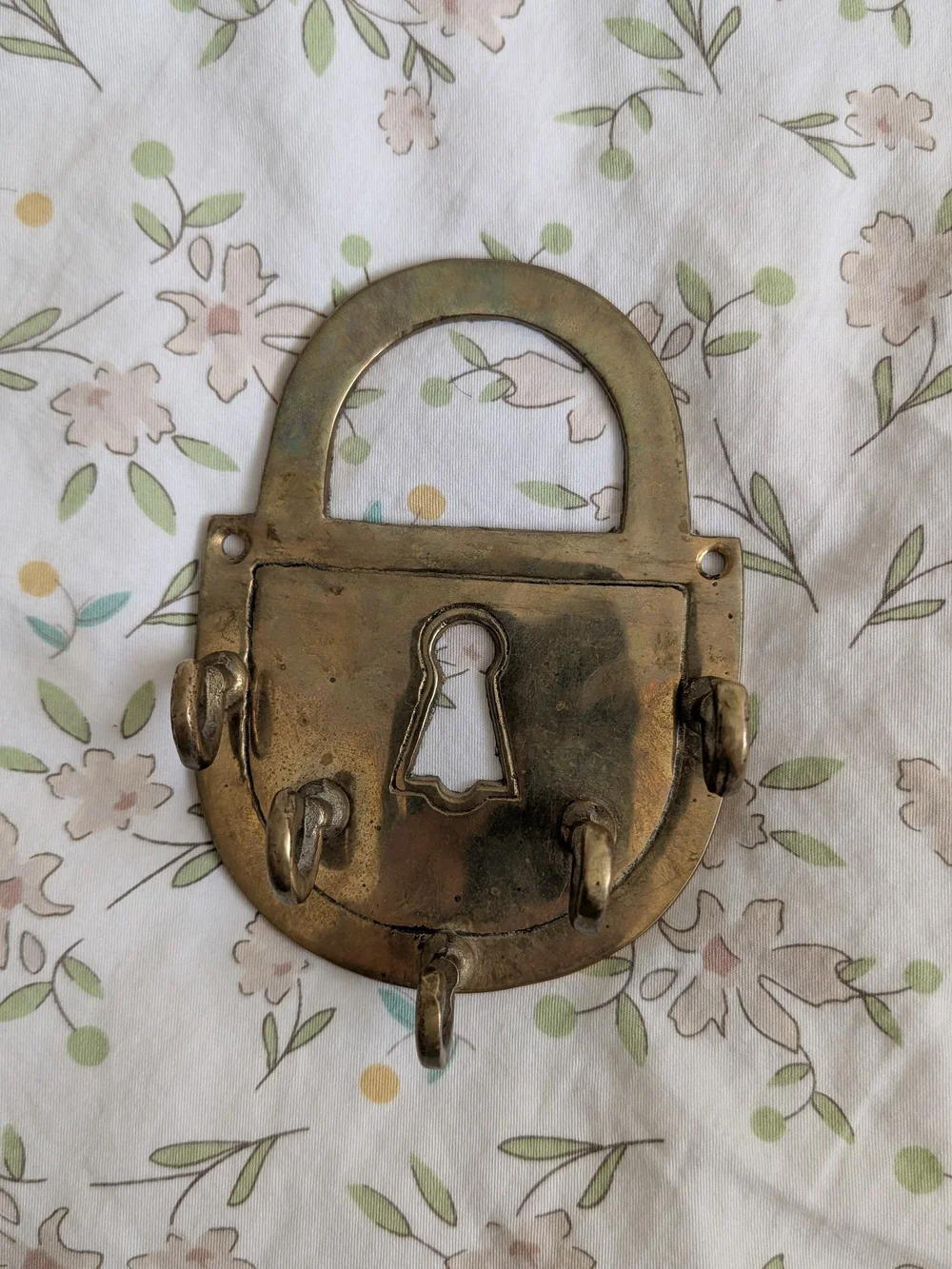 Vintage Brass Padlock Key Holder